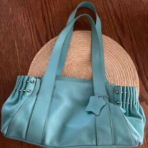 CNKW Genuine Leather Classy Teal Color Handbag